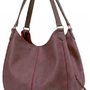 Myra Kadın Dumanlı Bordo Pu Deri Günlük Omuz Çantası Üç Bölmeli Hobo Tote El Çantası