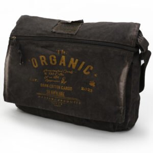 8128 Salaş Kanvas Omuz Postacı Koyu Kahverengi 15.6" Laptop Okul Seyahat Günlük Vintage Pamuk Çanta